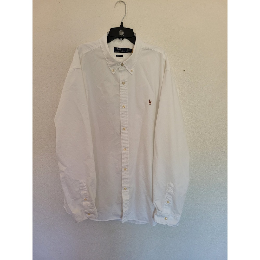 Polo Ralph Lauren Mens XXL White Cotton Oxford Button Down Shirt Classic Fit #25